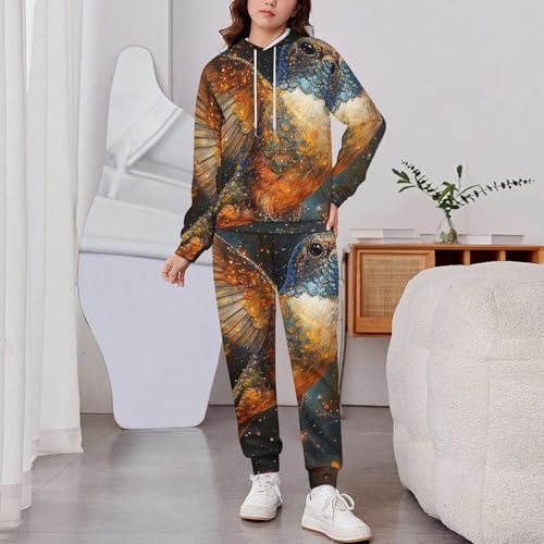 Boys Girls Pullover Hoodie and Pants Outfit 2PCS Set Sweatshirt for Kids, Hummingbird Galaxy Universe2