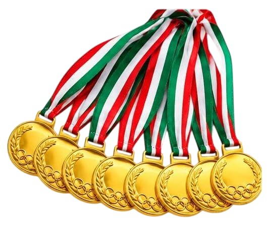 Winner Gold Medal with Ribbon Pack of 8 | School Sports & Competition Award Medals (Medal-2)-picture-33