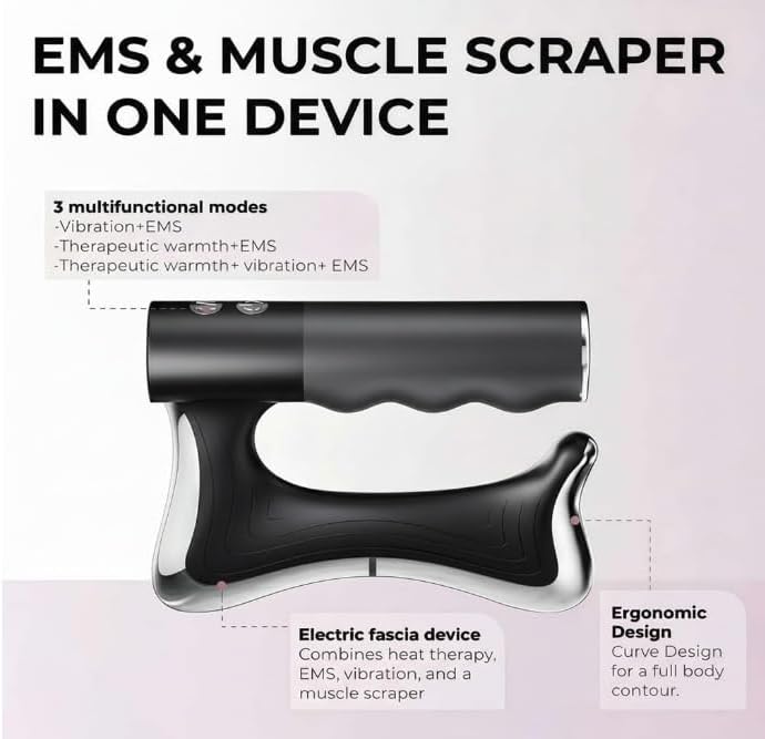 Sculptor Full Body Contour Device with Heat & EMS, Cellulite Massager Skin Firming & Muscle Relief Better Circulation, Electric Fascia Knife for Belly, Arm, Waist, Leg (Black) - Image 3