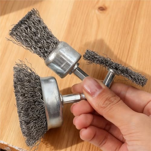 Brosse métallique pour perceuse à tige hexagonale 1/4" en acier carbone