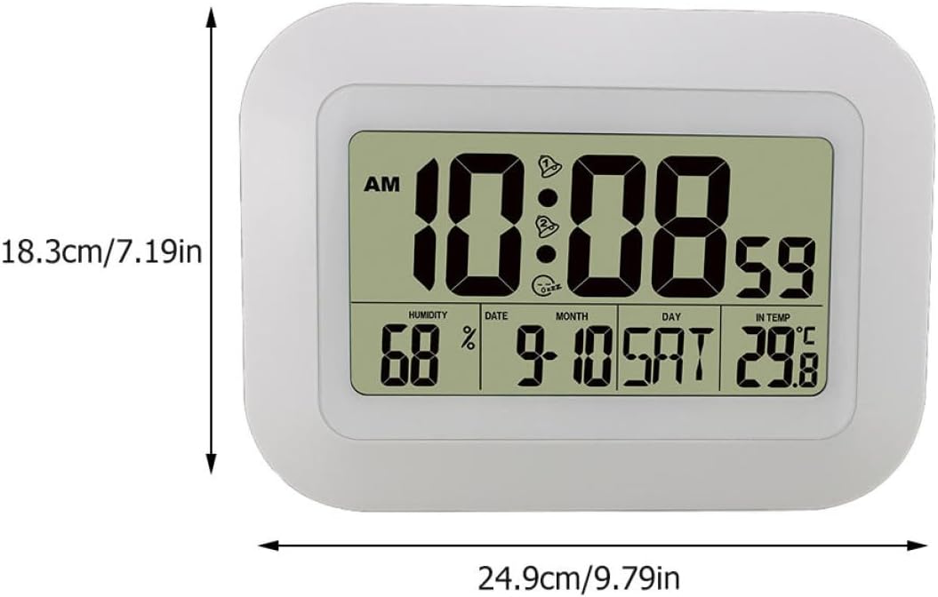 Alipis Multi-Functional Digital Alarm Clock with Temperature and Humidity Display Decorative Desktop Clock for Home Decor Quiet Non-Ticking Design White Batteries Not Included