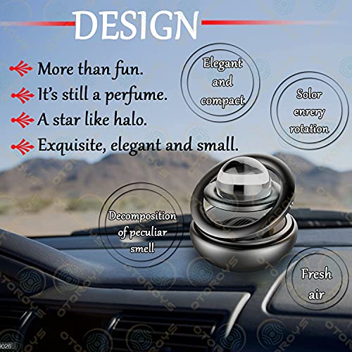 Image of OTOROYS Alloy Body Car Solar Power Rotating Design Air Freshener Perfume, with Organic Fragrance (Crystal Black.)
