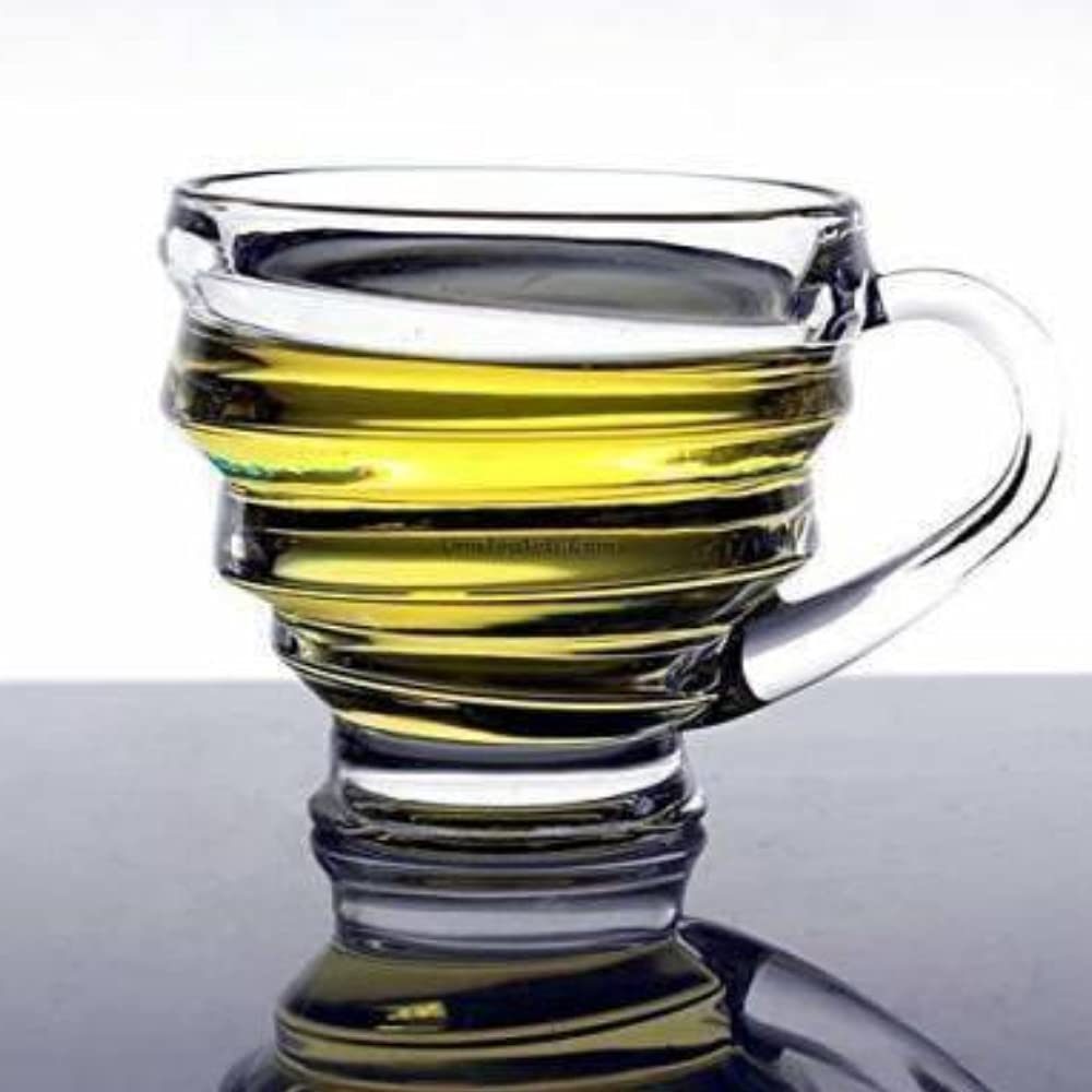 KOSH - Elegant Fancy Stylish Premium Crystal Glass Lead Free Cute Spiral Design Coffee and Green Tea Cups Mugs Latest Spiral Design Shape Elegant Transparent Cup Set (120 ml, Clear) - 2 Pc 3