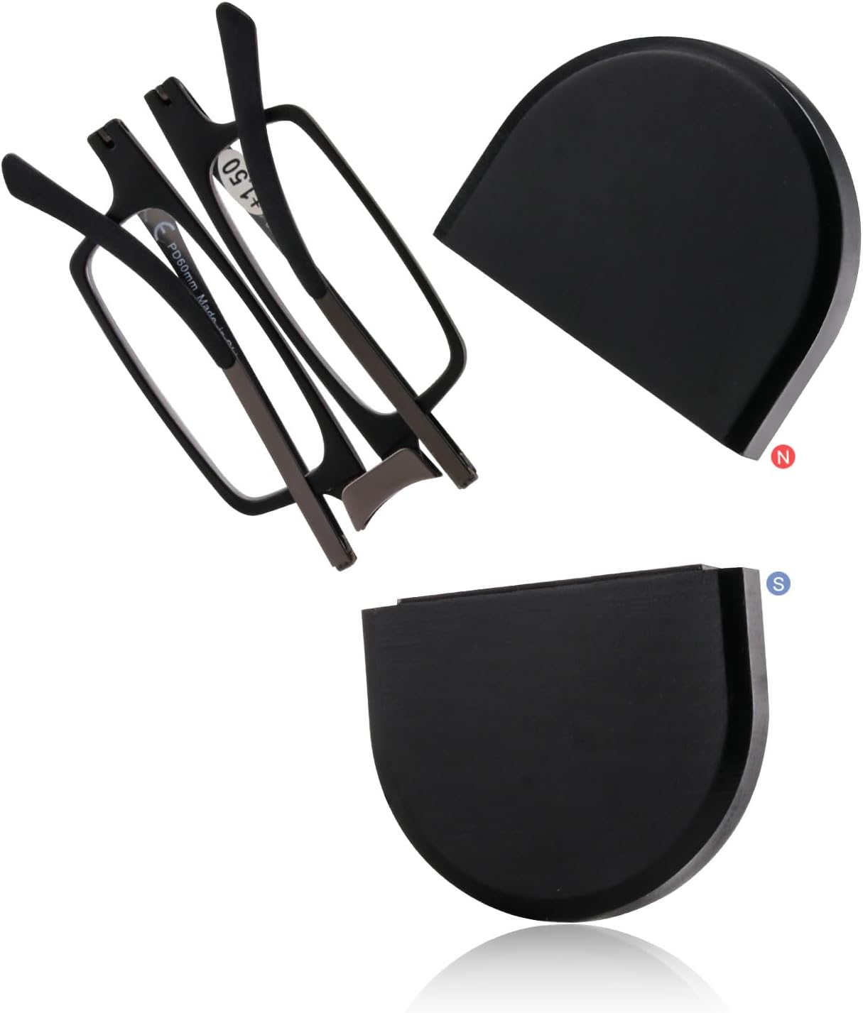 SKYOAK Durable Evolved Case Ultralight and Thin Folding Reading Glasses Flat Foldable Readers for Men Women Compact Magnetic Eyeglass Case Portable Rectangle(Black, 2.25)