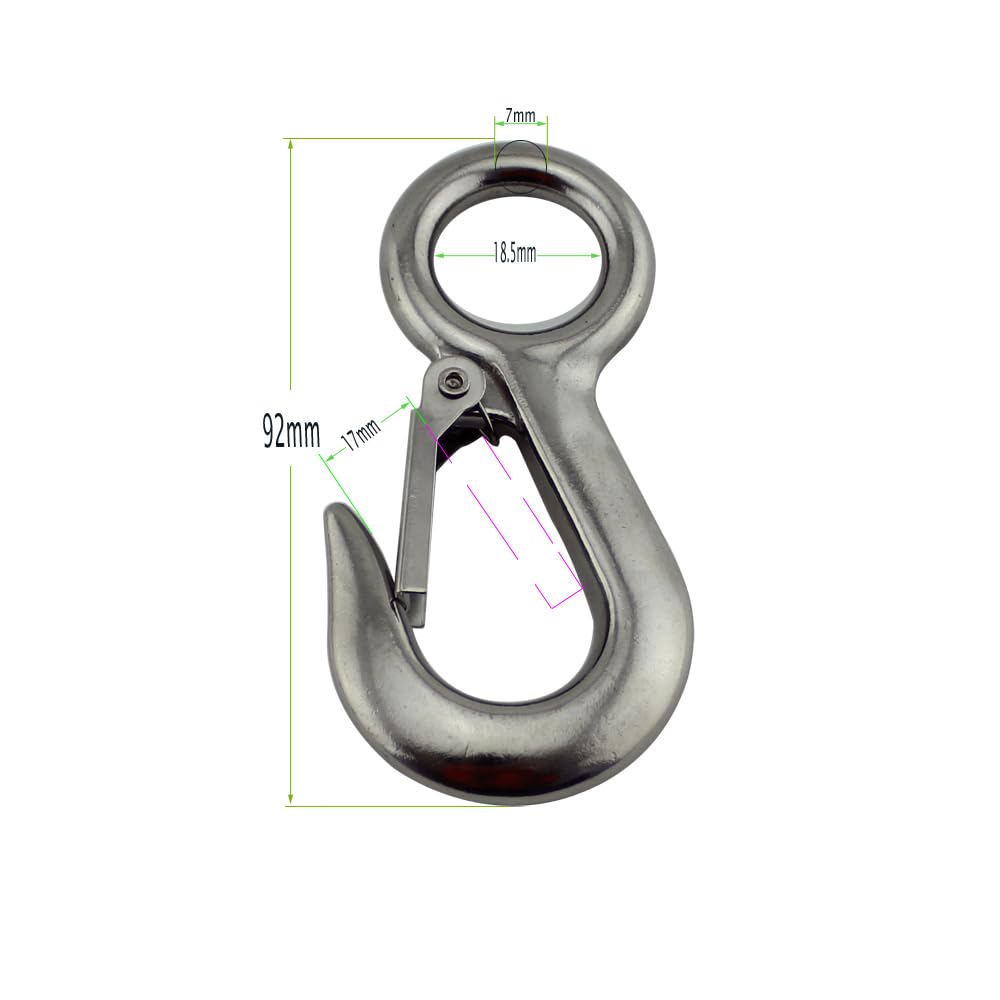 Ganci di Sollevamento, Ganci a Scatto for Gru di Sollevamento con Occhiello Grande in Acciaio Inossidabile, for carichi Pesanti, Limite carico Lavoro Marino, Gancio a Molla for, 5 Pezzi(0.3t)