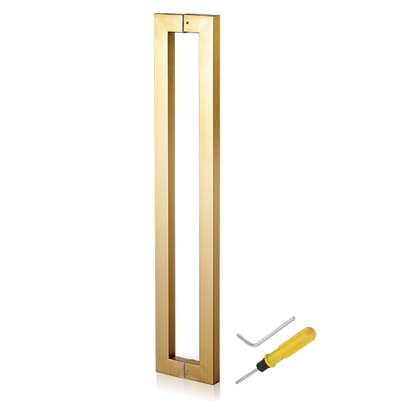 GYRAZXS Door Pull Stainless Steel Pulls Door Handles Set,Barn Bathroom Entry Two Sided Door Push Bar Gates Handle (Matte Black 60cm/24inch) (Gold 44cm/17inch)