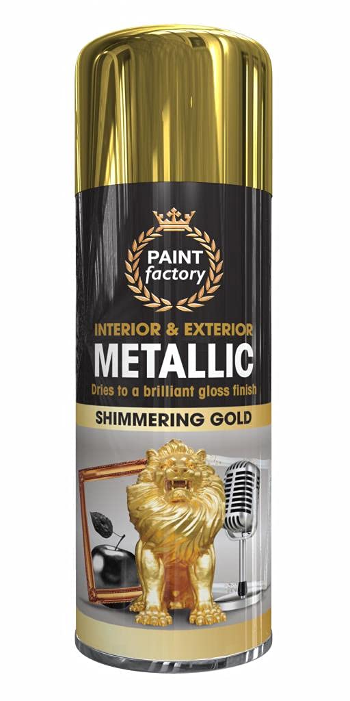 Alezyb Shimmering Gold - 1 X Metallic Spray Paint 400Ml Multi-Purpose Aerosol Use For Metal And Wooden Furniture, Ornaments, Decorative Items And Much More For Interior & Exterior