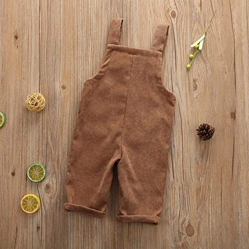 Vohawsa Baby Girl Boy Velvet Strap Suspender Overalls Pant Solid Jumpsuit Bib Pants One-Piece Spring Fall Clothes (4-5T, Romper Bodysuit Khaki #2) #TOP6