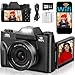 4K Digitalkamera, 75MP UHD Kompaktkameras mit WiFi - 3 Inch 180 Grad Autofokus Wiederaufladbare Vlogging-Kamera mit 32GB Karte &2 Akkus, 16X Digitalzoom für Kinder Anfänger Jugendliche