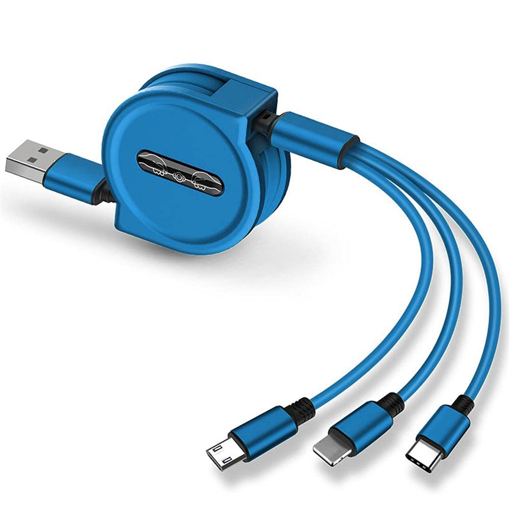 Buyer Hub 3in1 Retractable Fast Charger USB Cable, 4Ft/1.2m for All Android and iOS Smartphones (Royel Blue) (B098TXLJWZ) Amazon Price History, Amazon Price Tracker