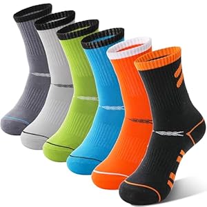 Sandsuced 6 pares de calcetines deportivos para niños y niños, para baloncesto, deportes, jóvenes, de algodón, suaves, transpirables, para exteriores