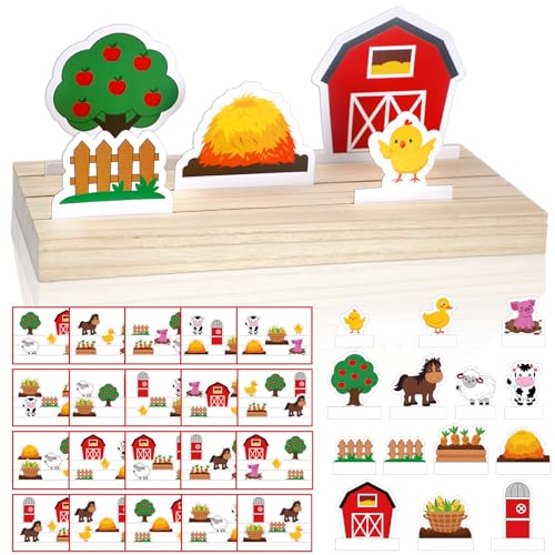 Vicenpal 35 Pcs Following Directions Farm Game for Kids Educational Learning Activity Learning Farm Perfection Game to Speech Therapy Improve Listening Following Instructions for Kids Toddler Play