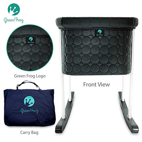 image for Green Frog Bassinet/Cradle | Gentle Rocking | Mesh Windows | Infant Sa