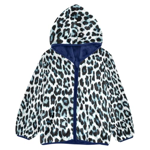 White Animal Print Leopard Toddler Jackets for Boys Winter Outerwear Kids 3T-10T