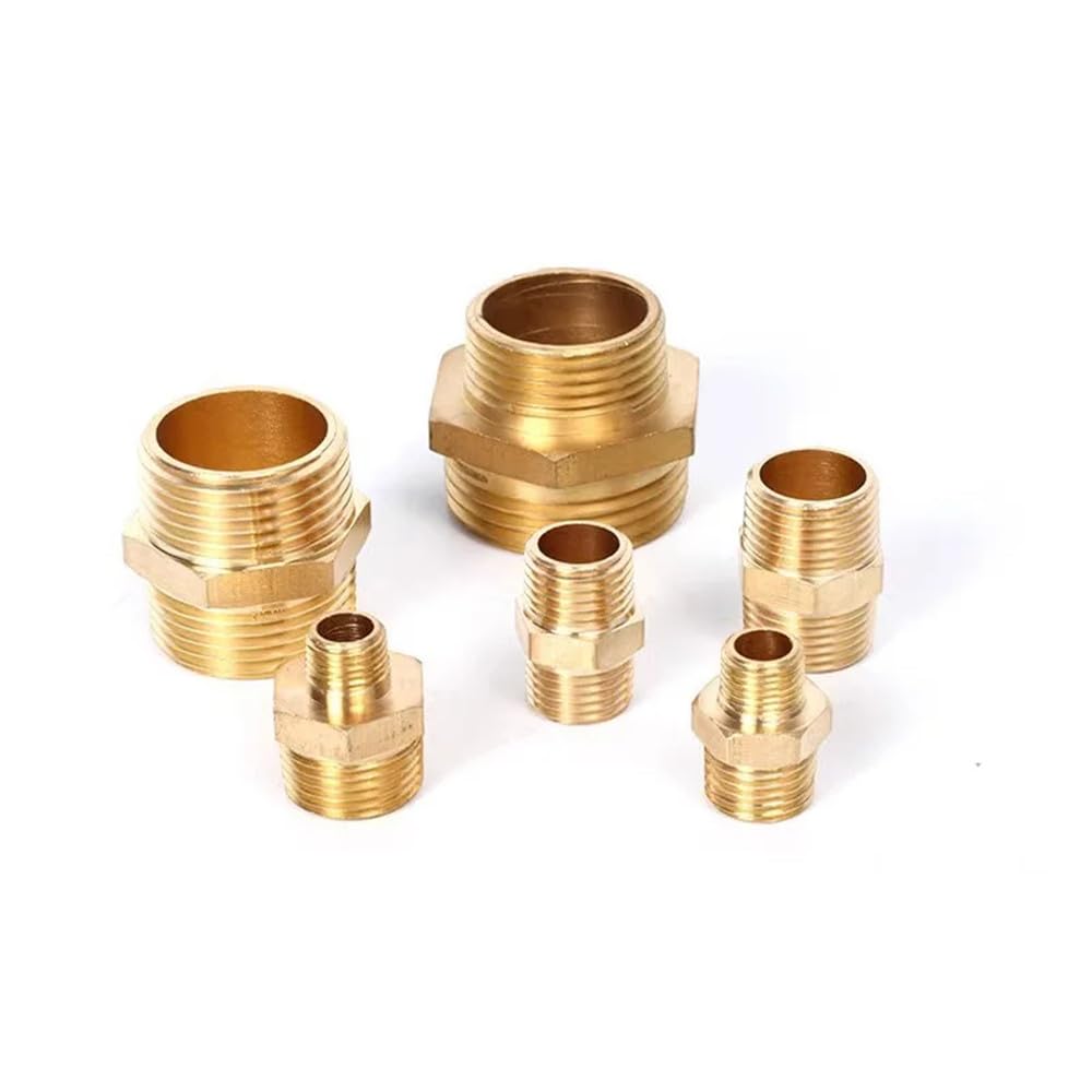 Racores de latón para mangueras, Adaptador de acoplador hexagonal for tubería de latón BSP de 1/8, 1/4, 3/8, 1/2, 3/4 y 1 pulgada, casquillo reductor.(3l4 to 1,10 pcs)