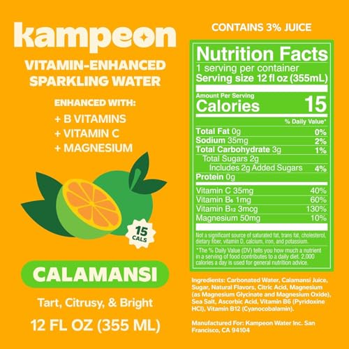 Image of Kampeon Calamansi Filipino inspire sparkling water - 12oz Cans - Filipino Lemonade with Real Calamansi Juice, Vitamin B & C, Magnesium - Sweet Tart Citrus Soda Alternative, b pack Lightly Sweet, Caffeine-Free INSPIRED BY THE PHILIPPINES (Pack of 12)
