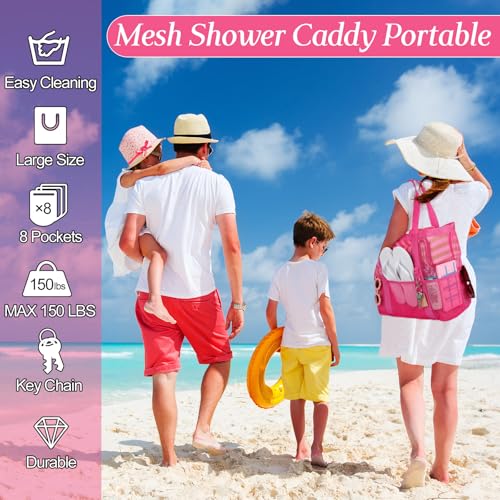 Image of Hillban Large Beach Mesh Bags Bulk for Women Beach Tote Bag with 8 Pocket Zipper Waterproof Sandproof for Pool Cruise Ship