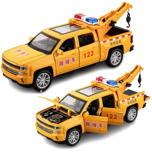 Image of Invite Enterprise Compatible for 1:28 Chevrolet Rescue Crane Toy Car Model, Diecast Collectible Pull Back Model Car with Sound and Light, Toy Gift Vehicles for Adults Kids Boys Girls【Multicolour】