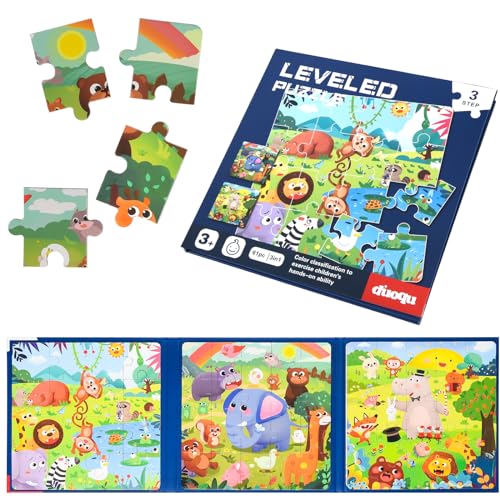 Image of ASTARON Magnetic Puzzles 61 Pieces Animal Kids Educational Travel Toys | Folding puzzle book, each book contains 3 scenes, 3 difficulty levels, advanced puzzle book, easy to store, educational toy