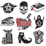 9 Pieces Halloween Enamel Pins for Backpacks Jackets Hats, Horror Skull Bat Ghost Decorative Brooch...