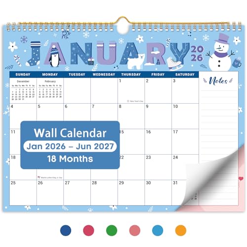 2026 Calendar,18-Month Wall Calendar Runs from Jan 2026 to Jun