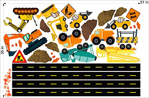 VWAQ Construction Wall Decals Boys Room Heavy Machinery Vehicle Stickers Peel and Stick - 30 PCS - PAS41