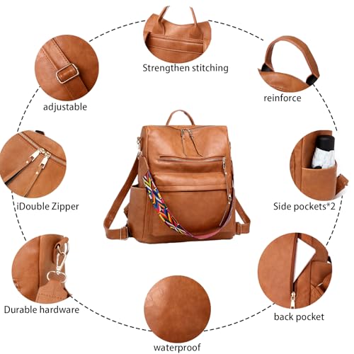 Image of Women's Fashion Backpack Purse for Women Leather Multipurpose Design Ladies Shoulder Bag Travel bag Satchel Handbags
