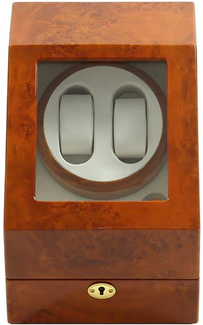 OLSKFUH Watch Winder Watch Winder Box Automatic Watch Winder Box Watch Winder Box 2+3 2 Watches Battery Axis Silent Wooden Watches Winders Display Box Storage Case Brown Watch Wi,