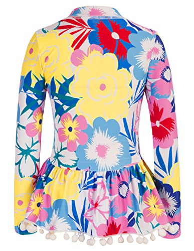 Grace Karin Girls Long Sleeve Swimsuit Girls Rash Guard Swimwear Summer Beach One Piece Bathing Suit Flower 7Y #TOP1
