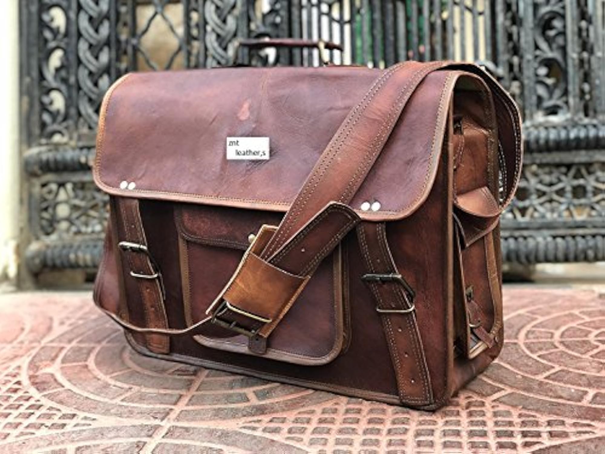 Leather Full Flap Messenger Bag 13 Inch