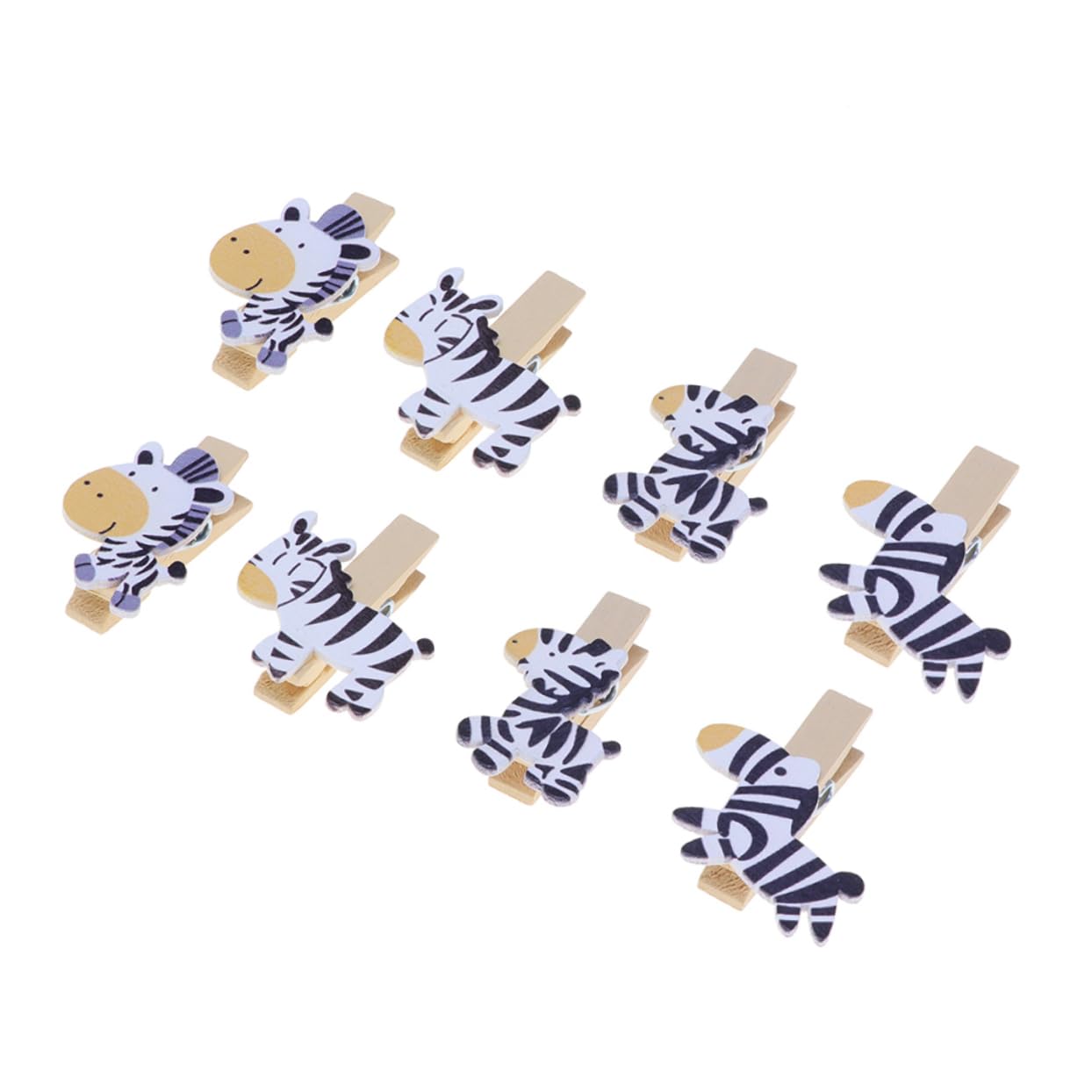 ABOOFAN 40 Pcs Cartoon Zebra Wooden Photo Clips Cute DIY Craft Holders for Photos Cards and Banners Wooden Clips for Home Office Decor