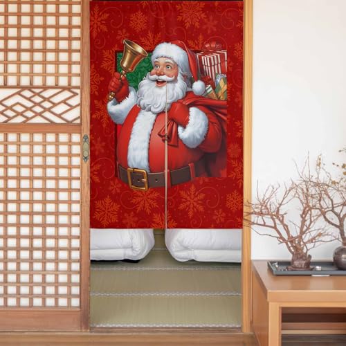のれん 遮光 おしゃれ 暖簾カーテン 間仕切り 仕切り 目隠し 防寒 防音 厚手 和風 玄関 キッチ リビング 出入り口 グッズ 寝室 春夏秋冬 サンタクロース 鈴 芸術 贈り物 赤色 幅110x丈180cm