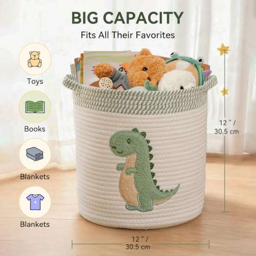 Image of Dinosaur Toy Storage Basket for Toddlers Boys Dinosaur Room Decor, Medium