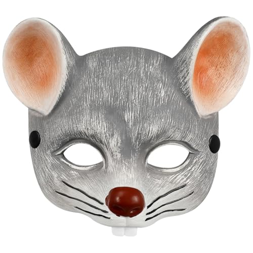 Warmhm 1stk 3d-mausmaske Ratten-halloween-kostüm Masken Bausatz Led-maske Böses Rattenkostüm Gefälligkeiten Für Maskerade-partys Kostüm Tier-cosplay-maske Wimperntusche Light Grey