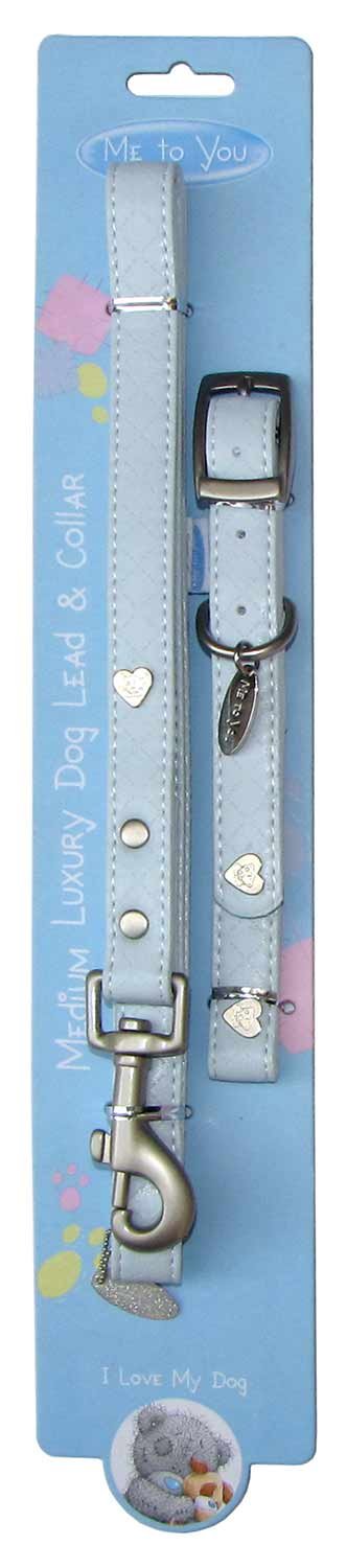Ensemble laisse et collier pour chien bleu Me to You d'amour