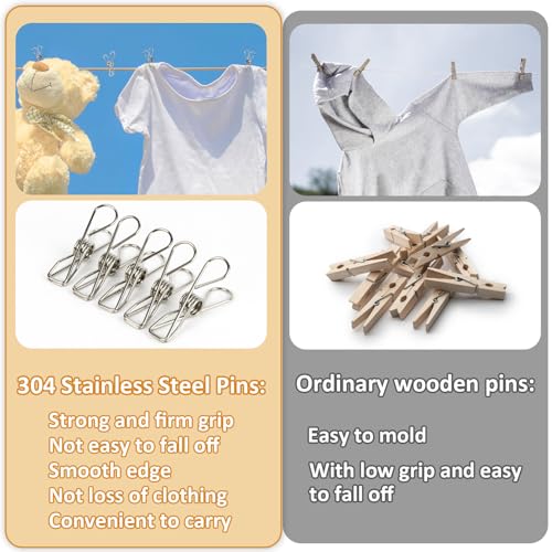 Maqihan Clothes Pin - 30Pack Metal Clothes Pin With Bag Clothes Pins Heavy Duty Outdoor Metal Clothes Pins Clips Metal Chip Clips Stainless Steel Clothes Pins Metal Chip Clips Heavy Duty Clothes Line Clip thumb #3