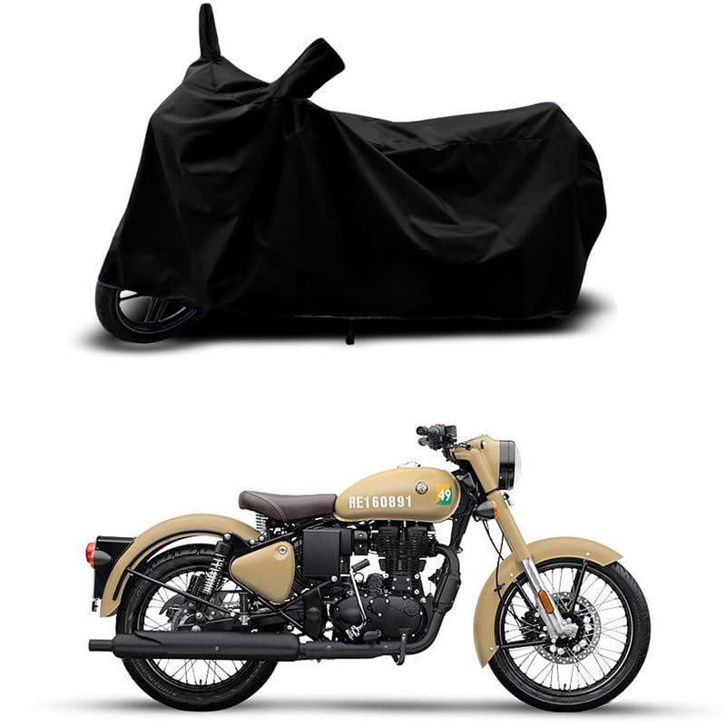 Image of 100% Scratchproof /UV-Rays /Heat Protection /Birds Dropping /Water Resistant /Dust Proof /Waterproof /Full Bike Scooty Two Wheeler Body Cover Compatible for Classic 350 Signal All Varients[Black]