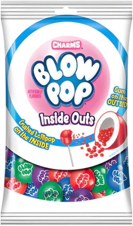 Charms Blow Pop Gumballs Candy, Inside Outs, 7 Ounce Bag