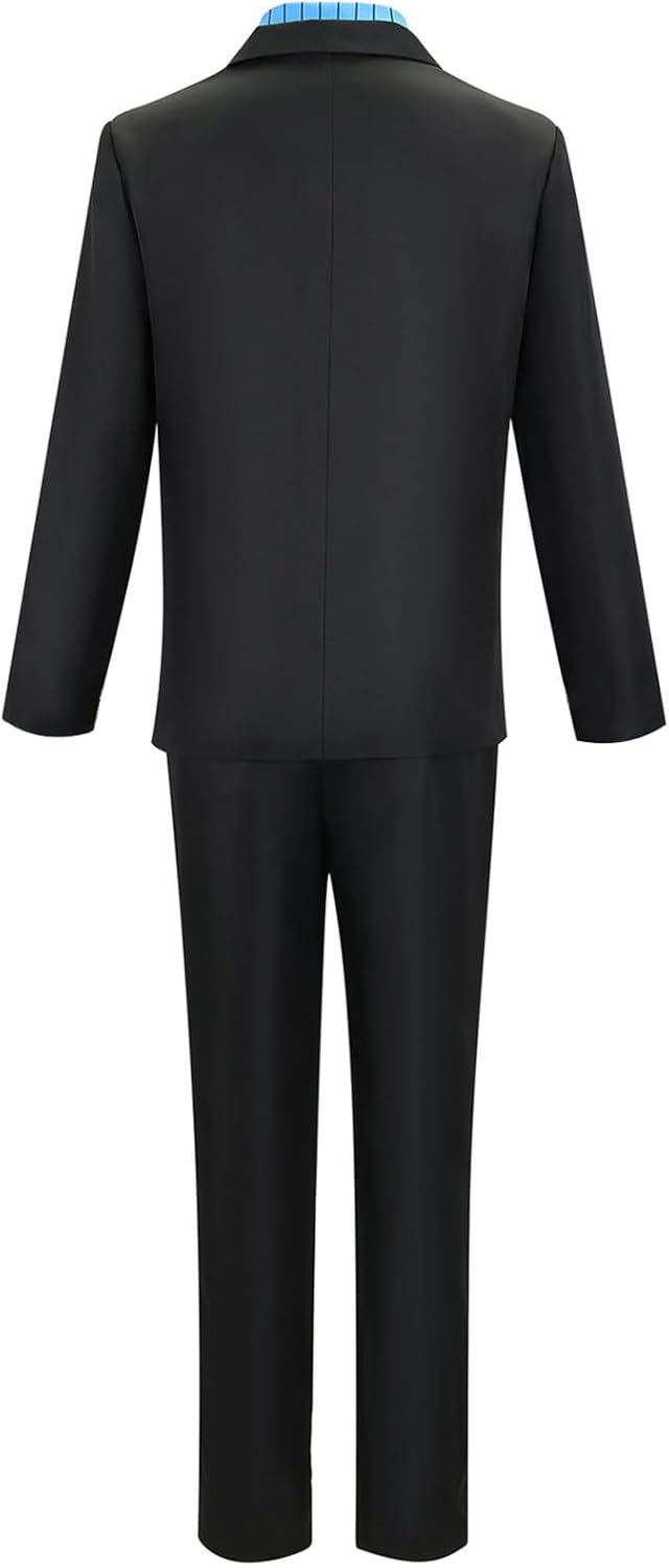 Unisex Men Anime Black Suit Blue Striped Shirt Cosplay Costume Uniform Pants Halloween Outfits for Women