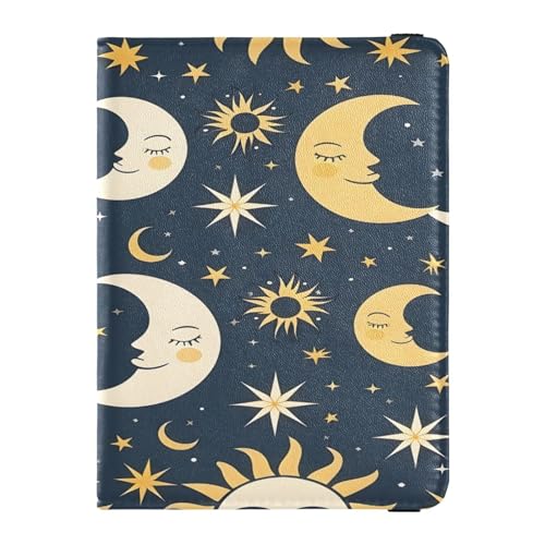 Porta passaporto portafoglio porta carte di vaccino custodia pelle per di credito con sole luna e stella organizer per documenti da viaggio Multi