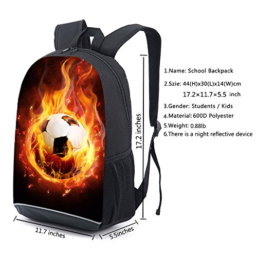 xufei Football Backpack Combustion Pattern School Bookbags for Kids (Burning notes 2)2
