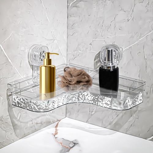 Étagère d'angle de salle de bain suspendue sans perçage lourd