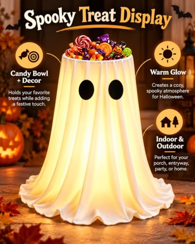 Halloween Ghost Candy Bowl, 47in Adjustable Height Candy Holder with Remote - image 6