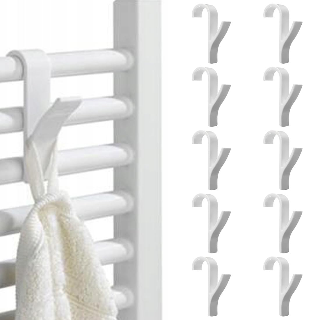 10 pezzi ganci bianchi rotondi per termosifoni, ganci multiuso per termosifoni, ganci per asciugamani per termosifoni da bagno, ganci per termosifoni da bagno.