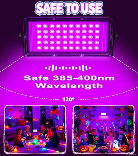 Image of TigQiang 50W 8 Pack Black Light, Blacklight Glow Party Supplies Halloween
