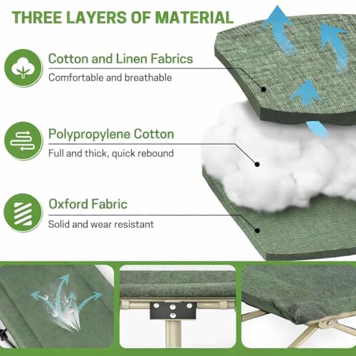 Image of Hukimoyo Folding Bed Single for Sleeping 6 Ft Portable Foldable Outdoor Camping Cot for Adults Heavy Duty Sleeping Bed for Travelling Camping Cots with Side Pocket & Carry Bag (Upto 150KG)