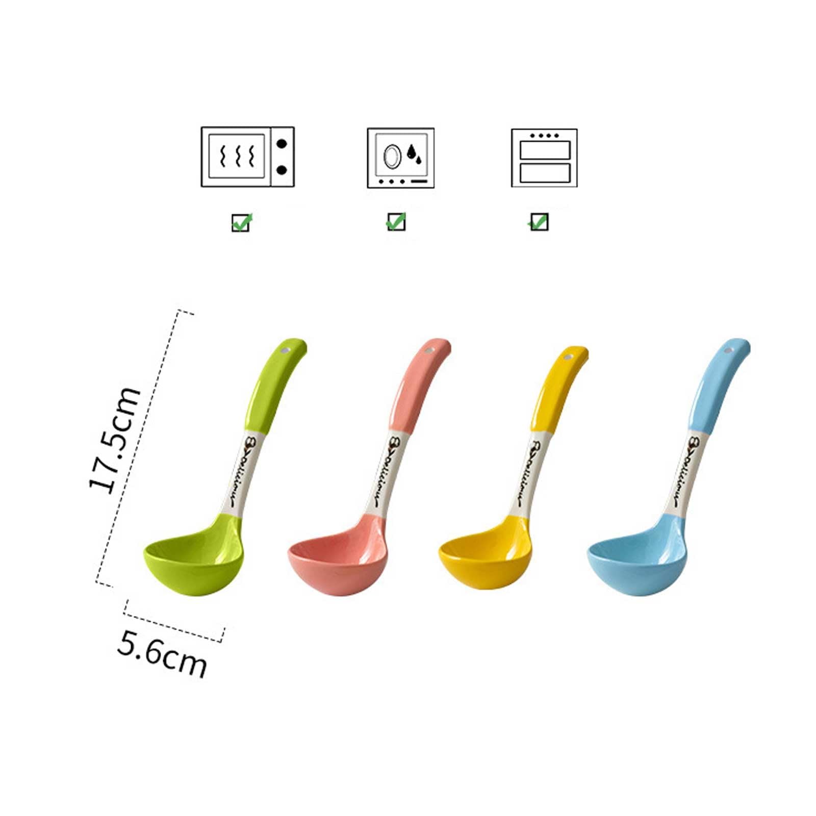Cuchara sopera de cerámica Colorida, cucharón, cucharas China, Grandes Porcelana Resistente y Profunda, 1 Unidad, Cuchara for Helado(Pink)