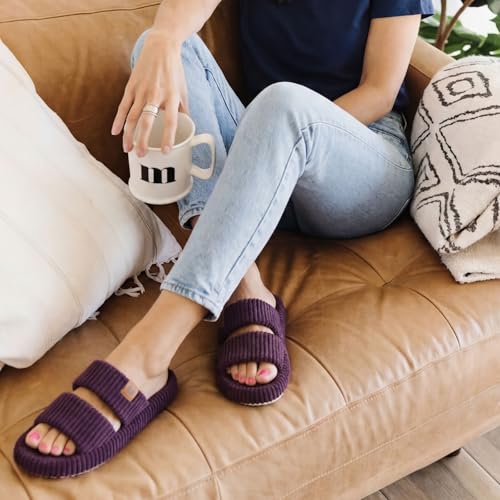 Image of LongBay Slippers for Women Memory Foam Open Toe Slide Indoor House Shoes Slip On Bedroom Comfy Gift