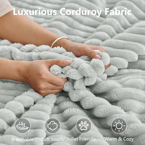 Image of 140 inch L Shaped Cloud Sectional Couch for Living Room, Modular Floor Deep-Seat Sofa, Big Comfy Corduroy Couches Set with Fluffy Memory Foam for Living Room Bedroom, No Assembly Required, Grey