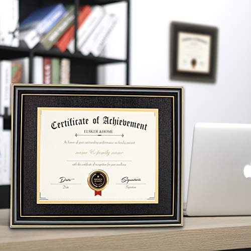 Image of ELSKER&HOME 8.5x11 Diploma Frame with Black Mat,Real Black Wood